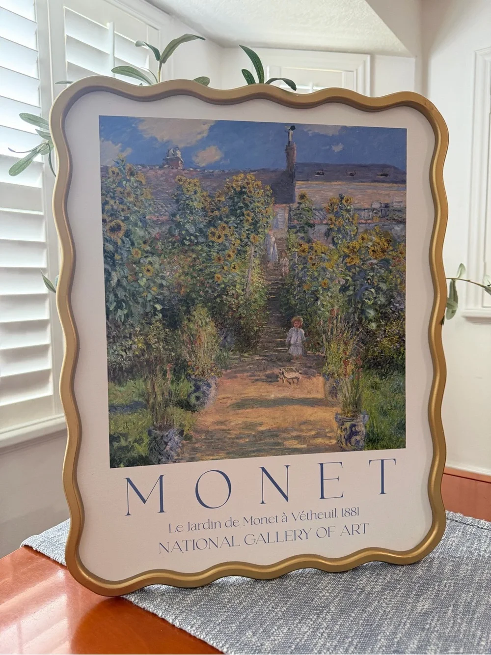 19x16”The Artist's Garden at Vétheuil by Claude Monet Print with golden frame